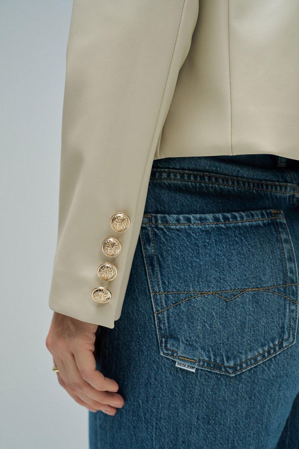 Leather Effect Jacket, Pearl, large image number 4