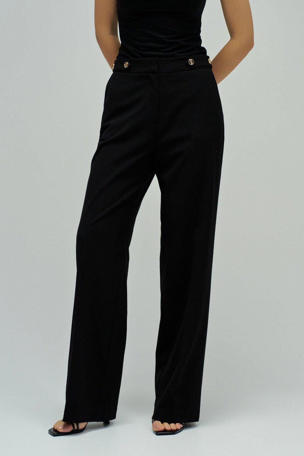 Trousers In Fabric With Straight Leg, Black, large image number 0