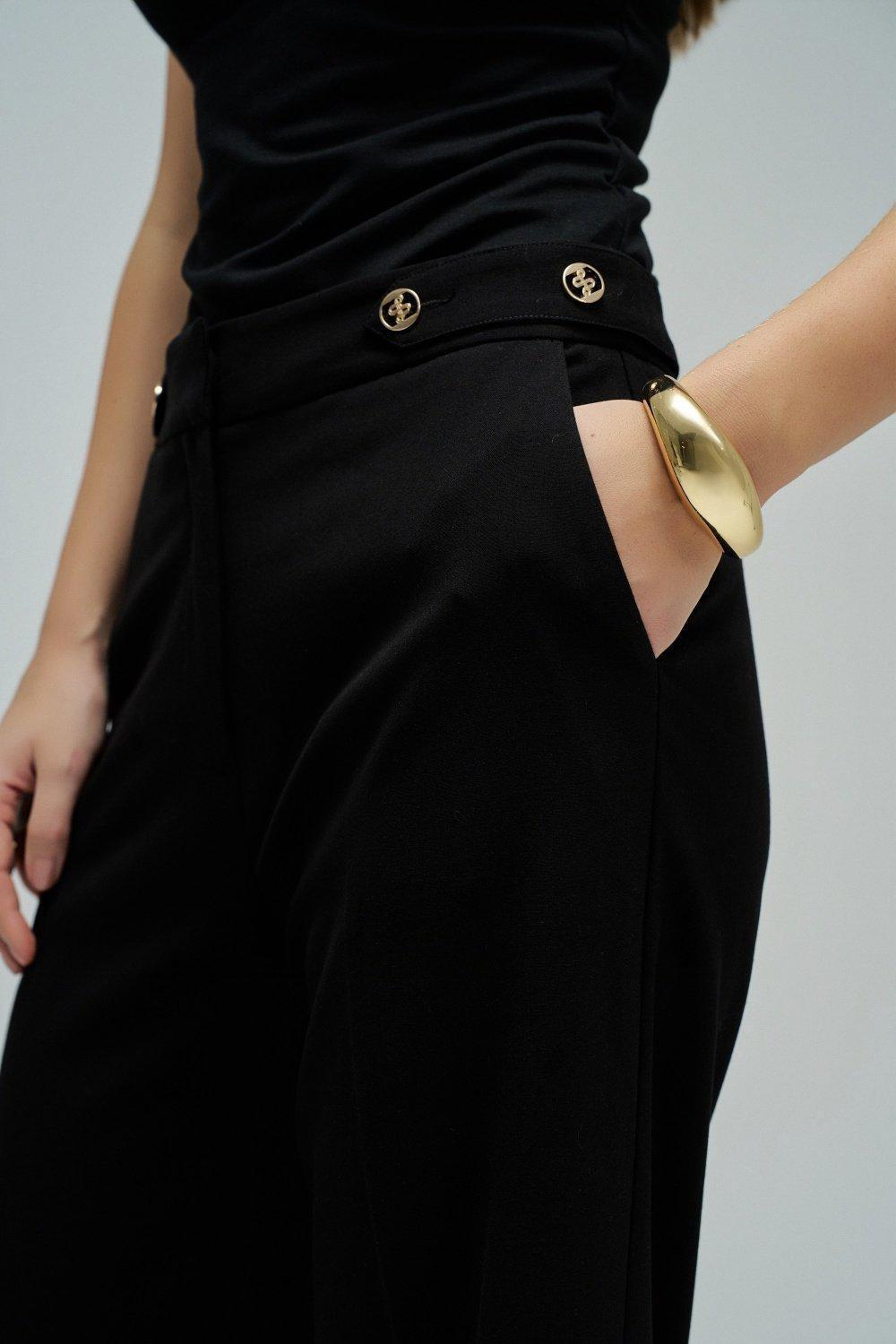 Trousers In Fabric With Straight Leg, Black, large image number 4