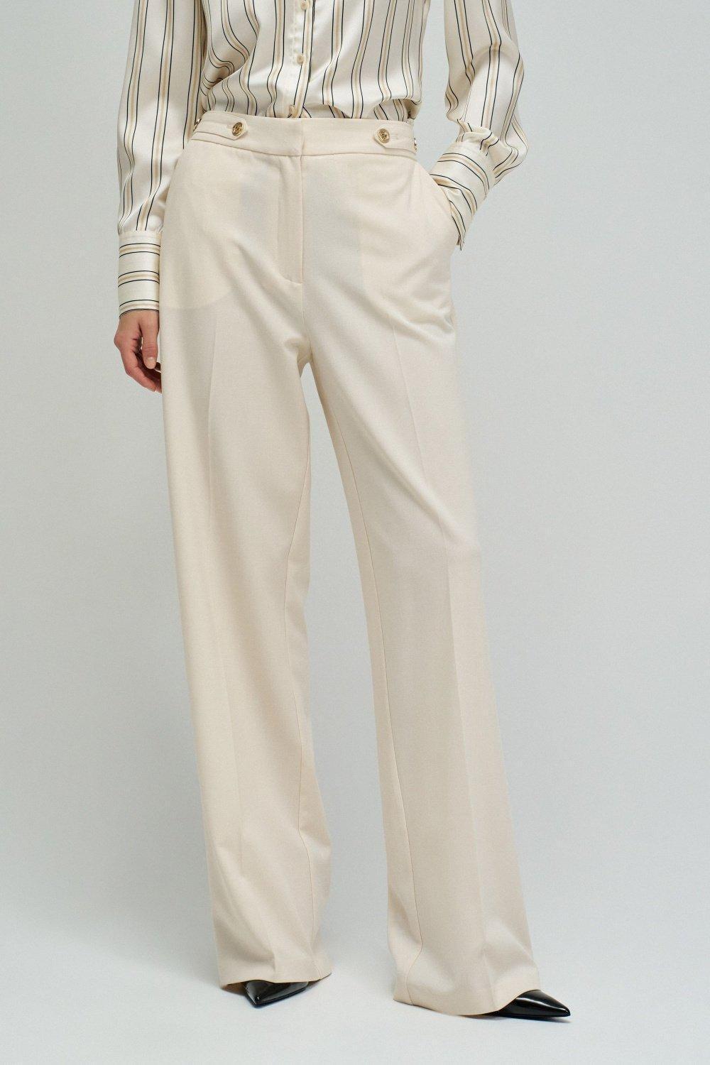 Trousers In Fabric With Straight Leg, White, medium