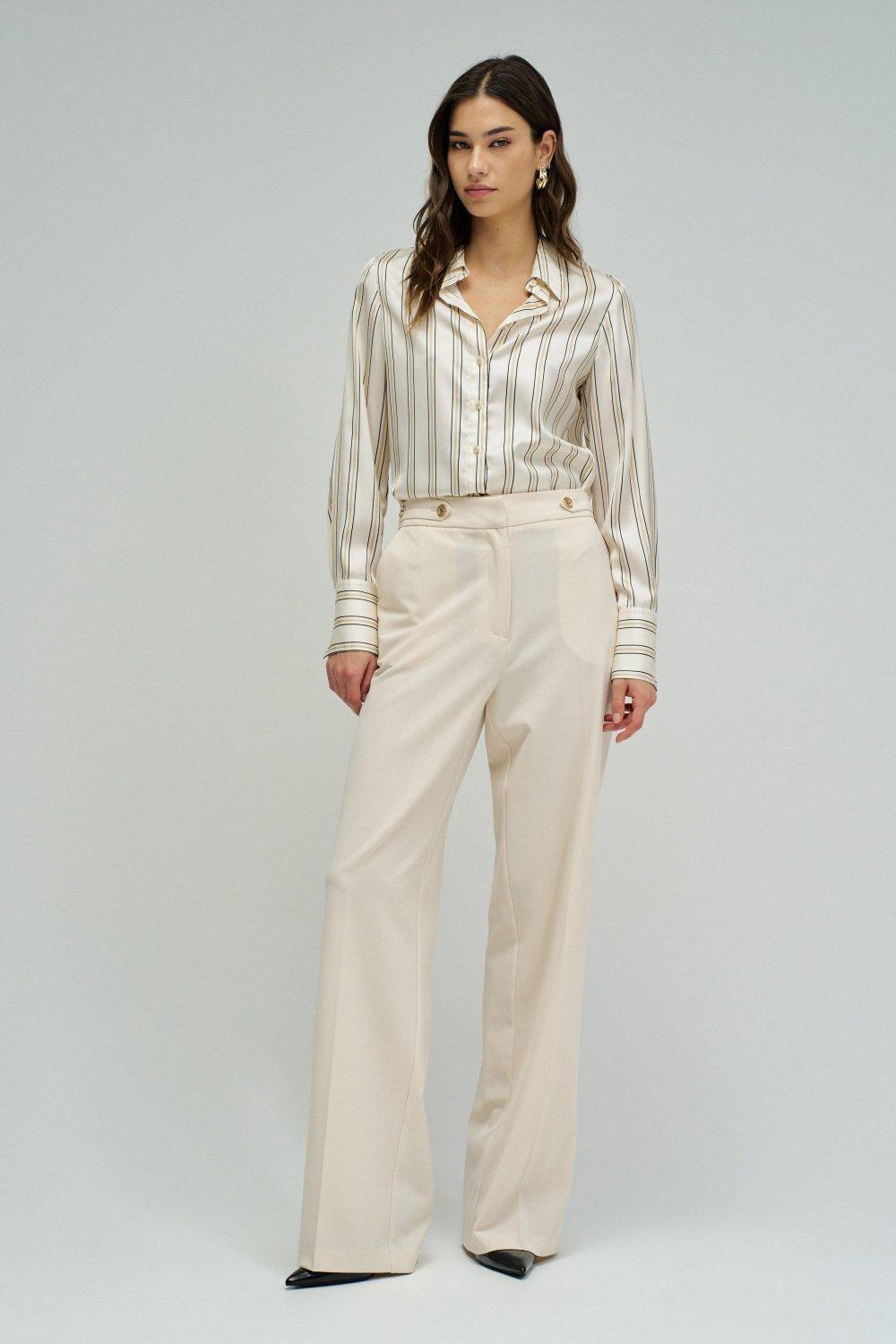 Trousers In Fabric With Straight Leg, White, medium