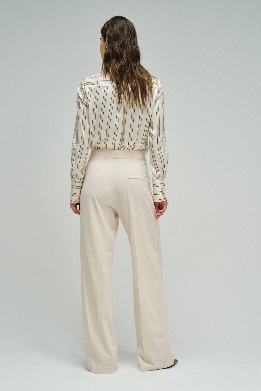 Straight-Leg Check Trousers, White, large image number 3