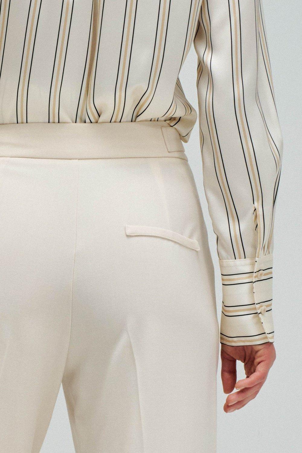 Straight-Leg Check Trousers, White, large image number 4