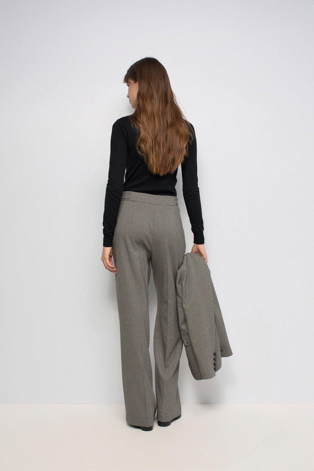 Straight-Leg Check Trousers, Grey, large image number 3