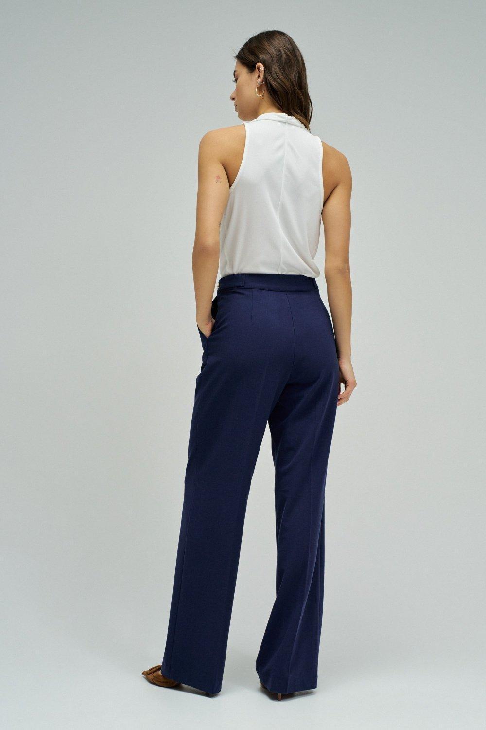 Trousers In Fabric With Straight Leg, Blue, large image number 3