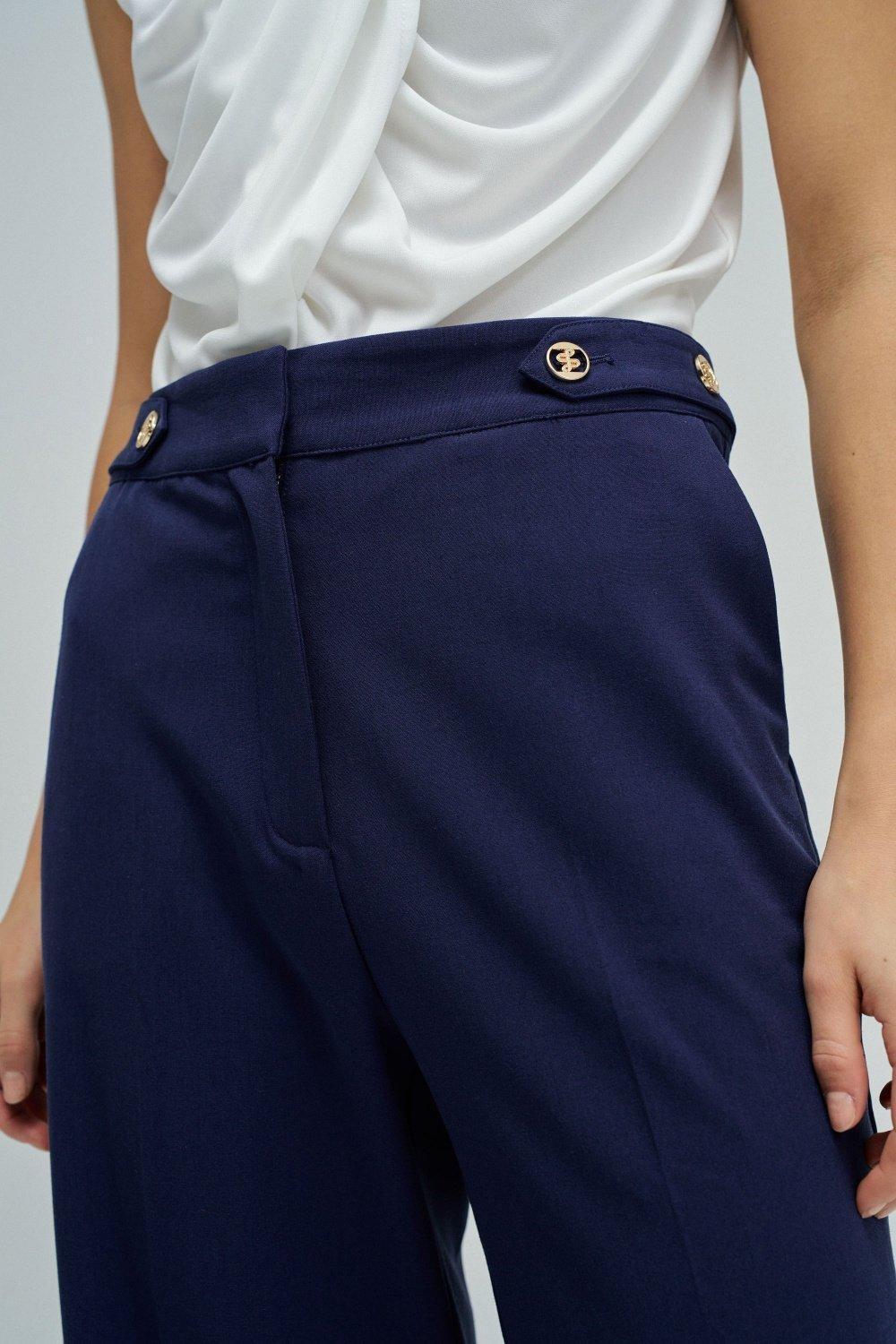 Trousers In Fabric With Straight Leg, Blue, large image number 4