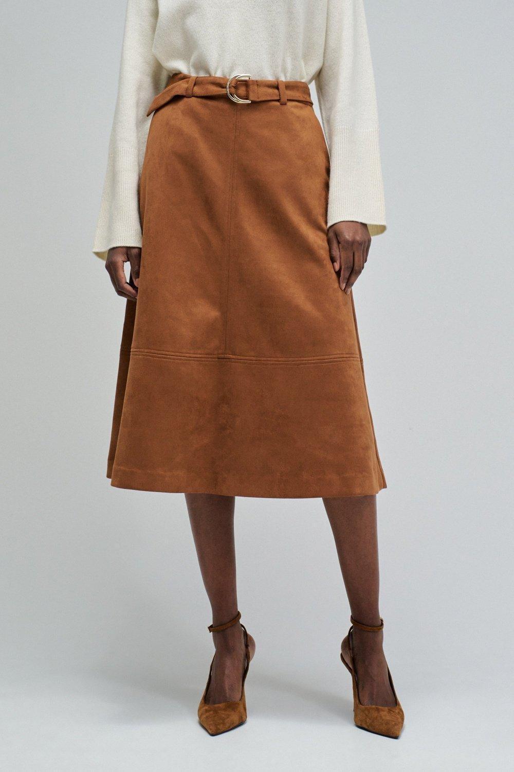 تنورة ميدي شمواه, Brown, medium