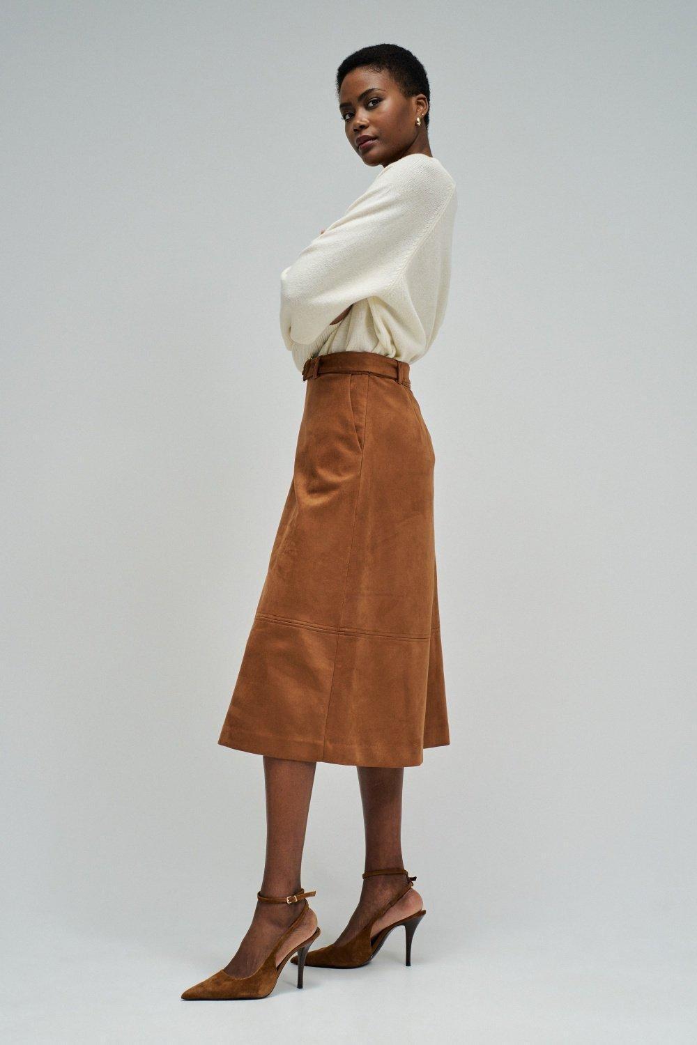 تنورة ميدي شمواه, Brown, medium