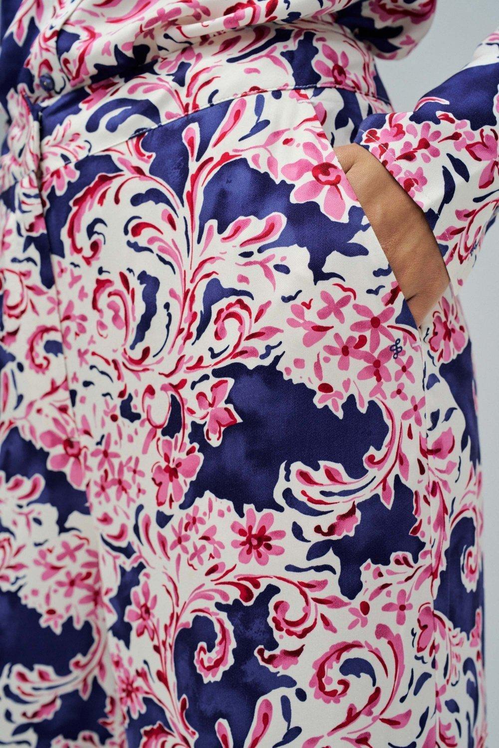 Regular Fit Trousers With Floral Pattern, Blue, large image number 4