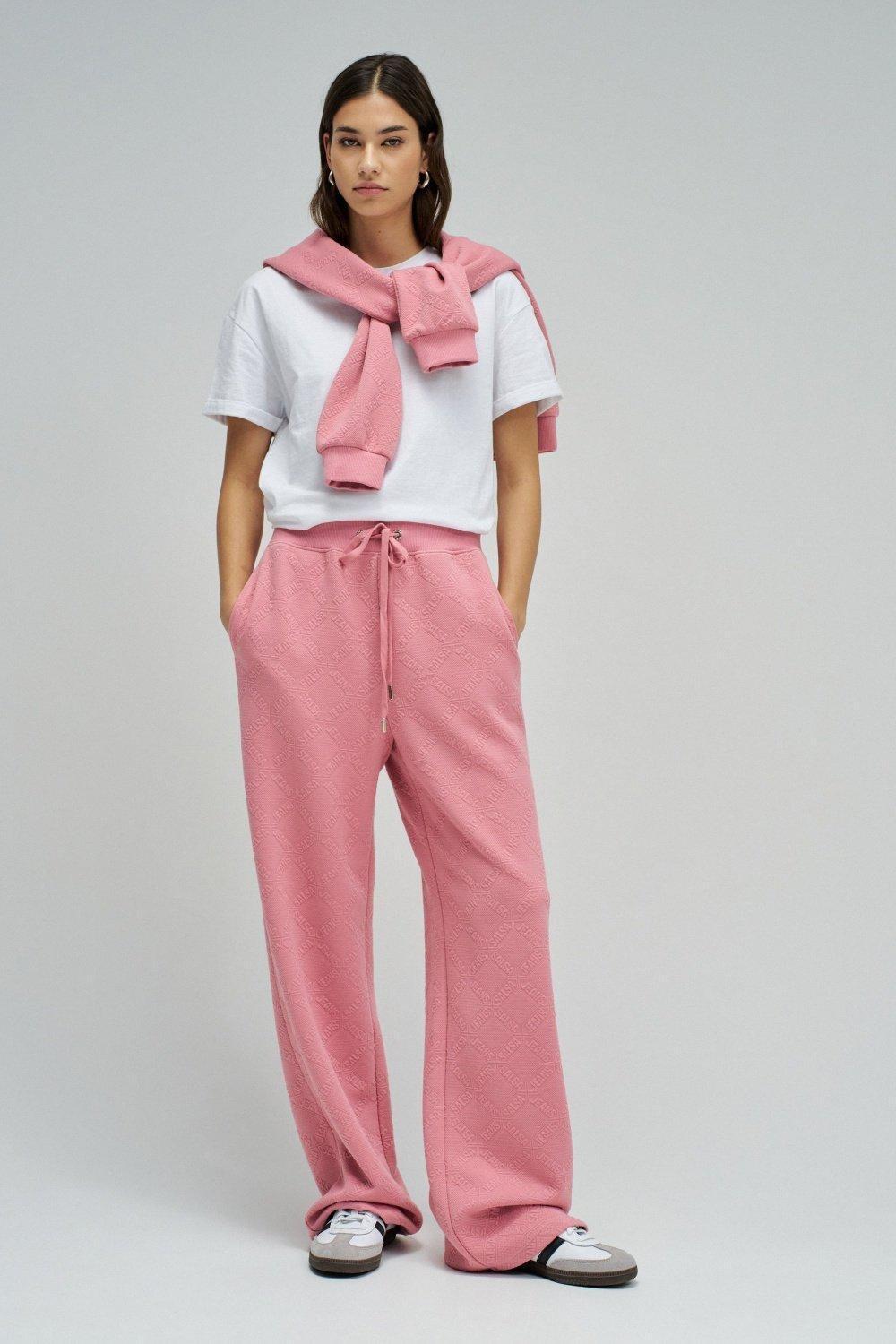 Joggers Pants With Jacquard, Pink, medium