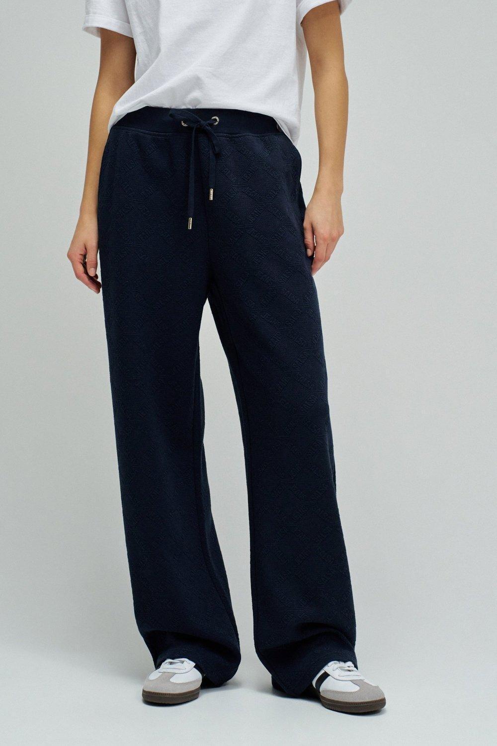 Joggers Pants With Jacquard, Navy, medium
