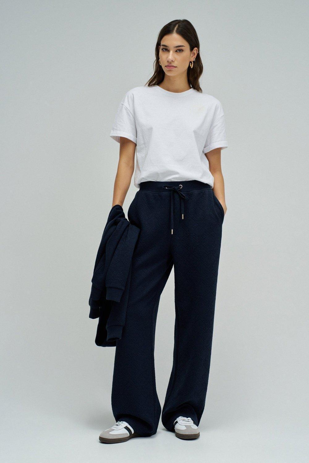 Joggers Pants With Jacquard, Navy, medium