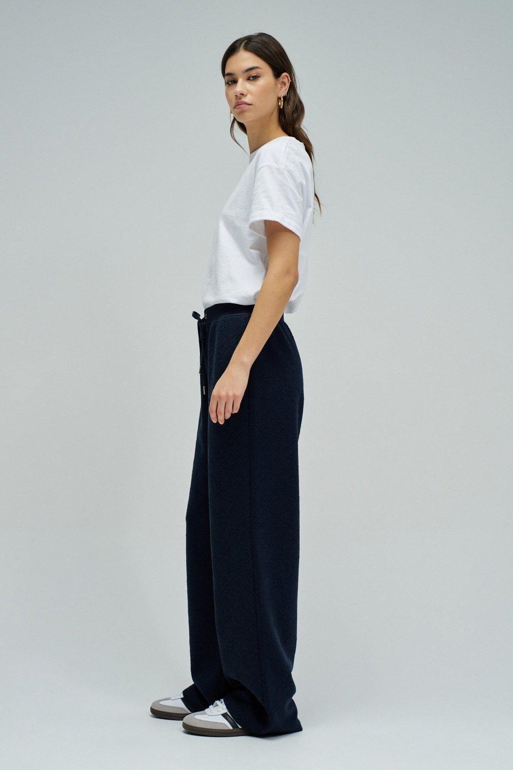 Joggers Pants With Jacquard, Navy, medium