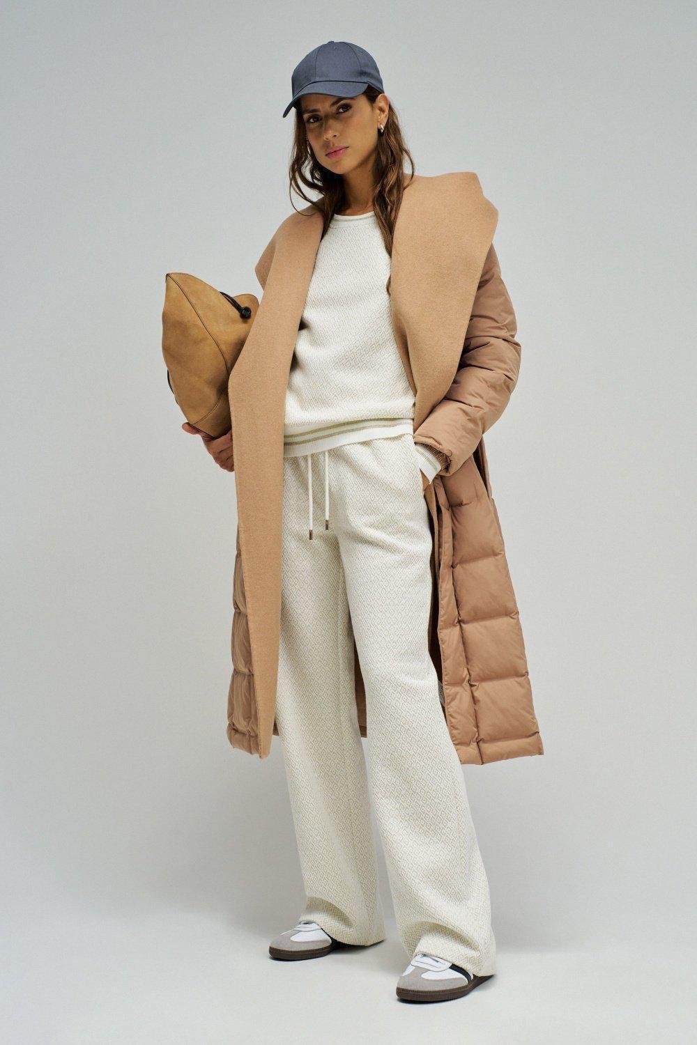 Jacquard And Lurex Joggers, Beige, medium