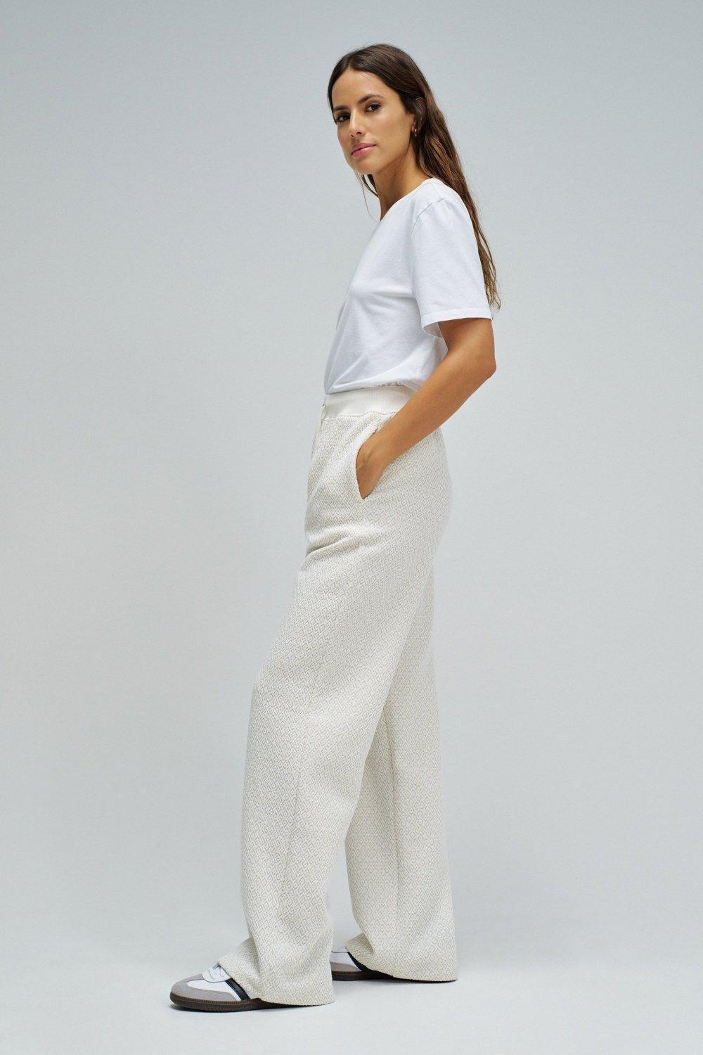 Jacquard And Lurex Joggers, Beige, large image number 2