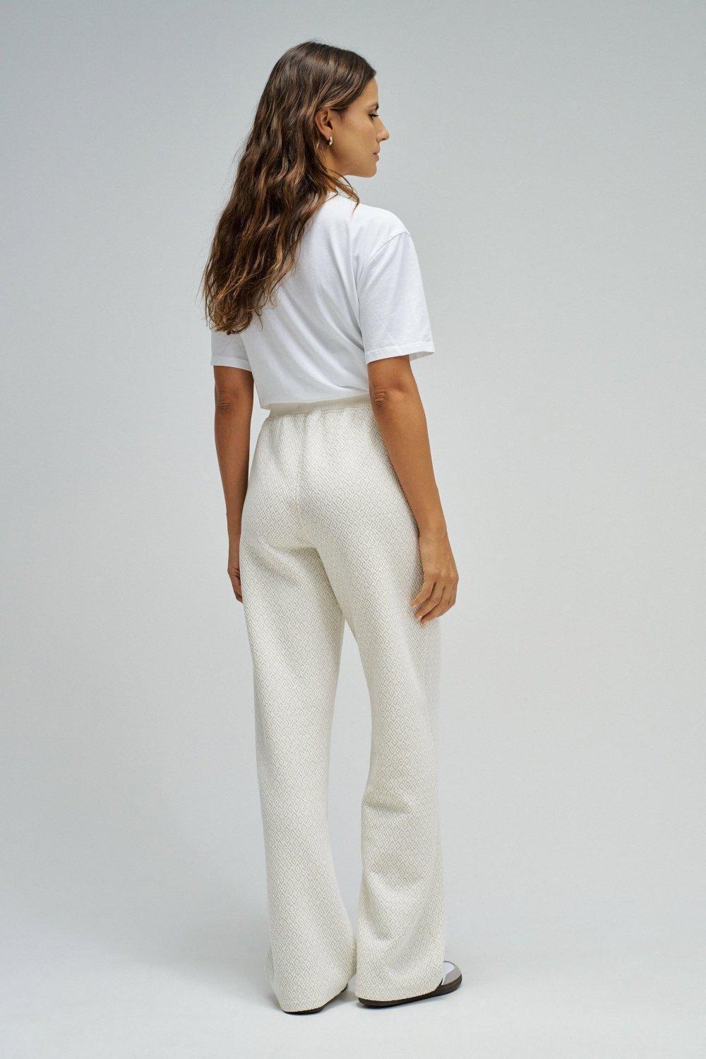 Jacquard And Lurex Joggers, Beige, large image number 3