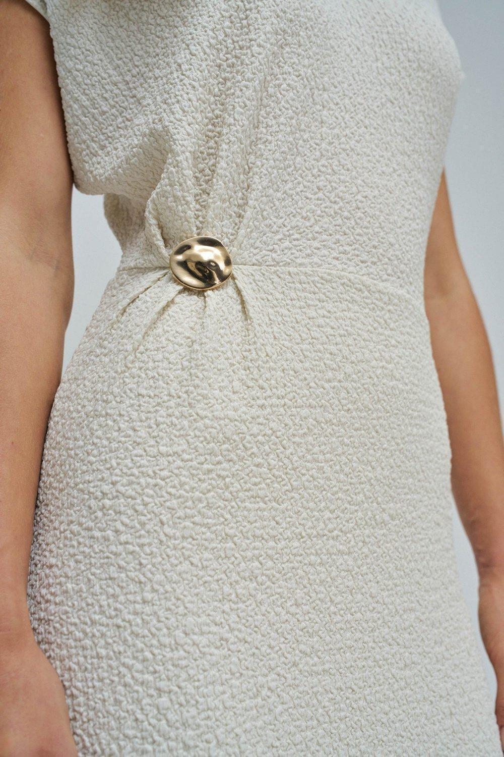 BEIGE DRESS WITH TEXTURE, , large image number 4