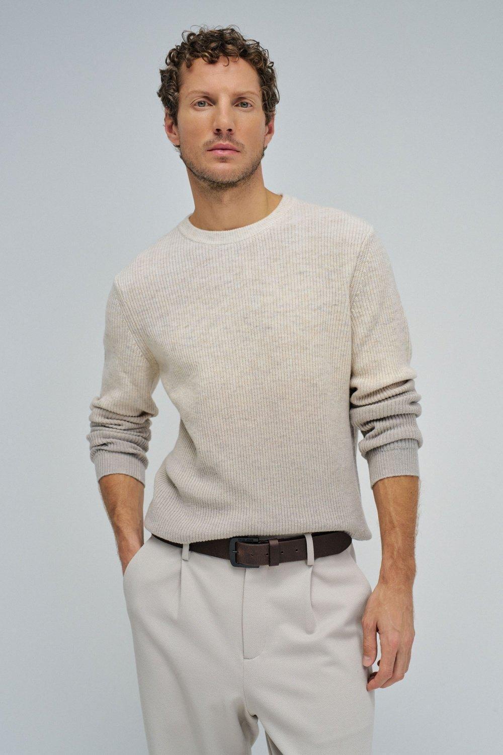 Wool Jumper With Gradient Effect, Pearl, medium