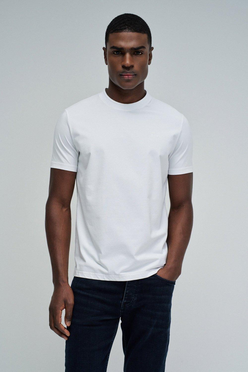 قميص تي شيرت مع شعار العلامة التجارية, White, medium