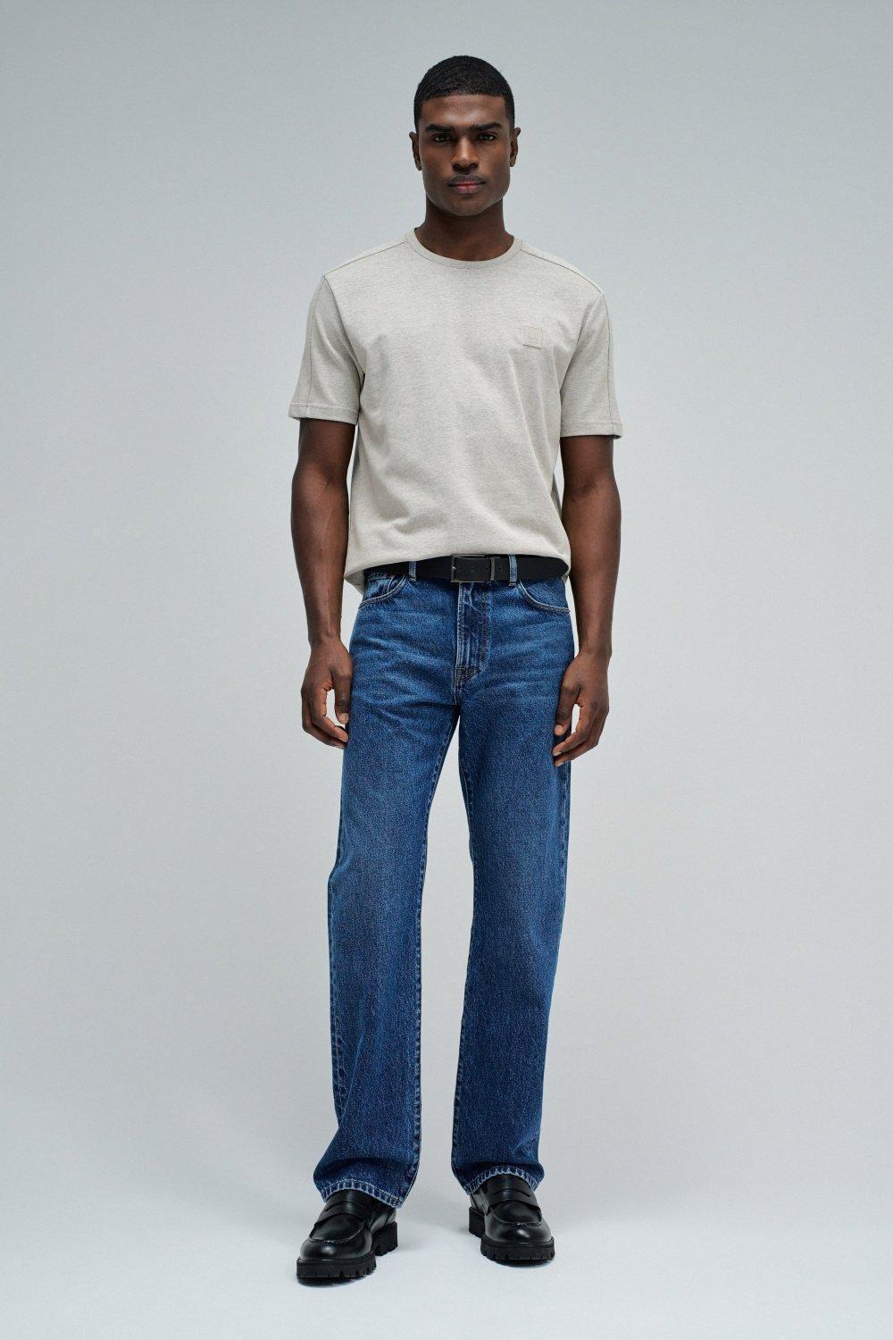 T-Shirt Regular Fit Melange Pique Structure, Beige, large image number 1