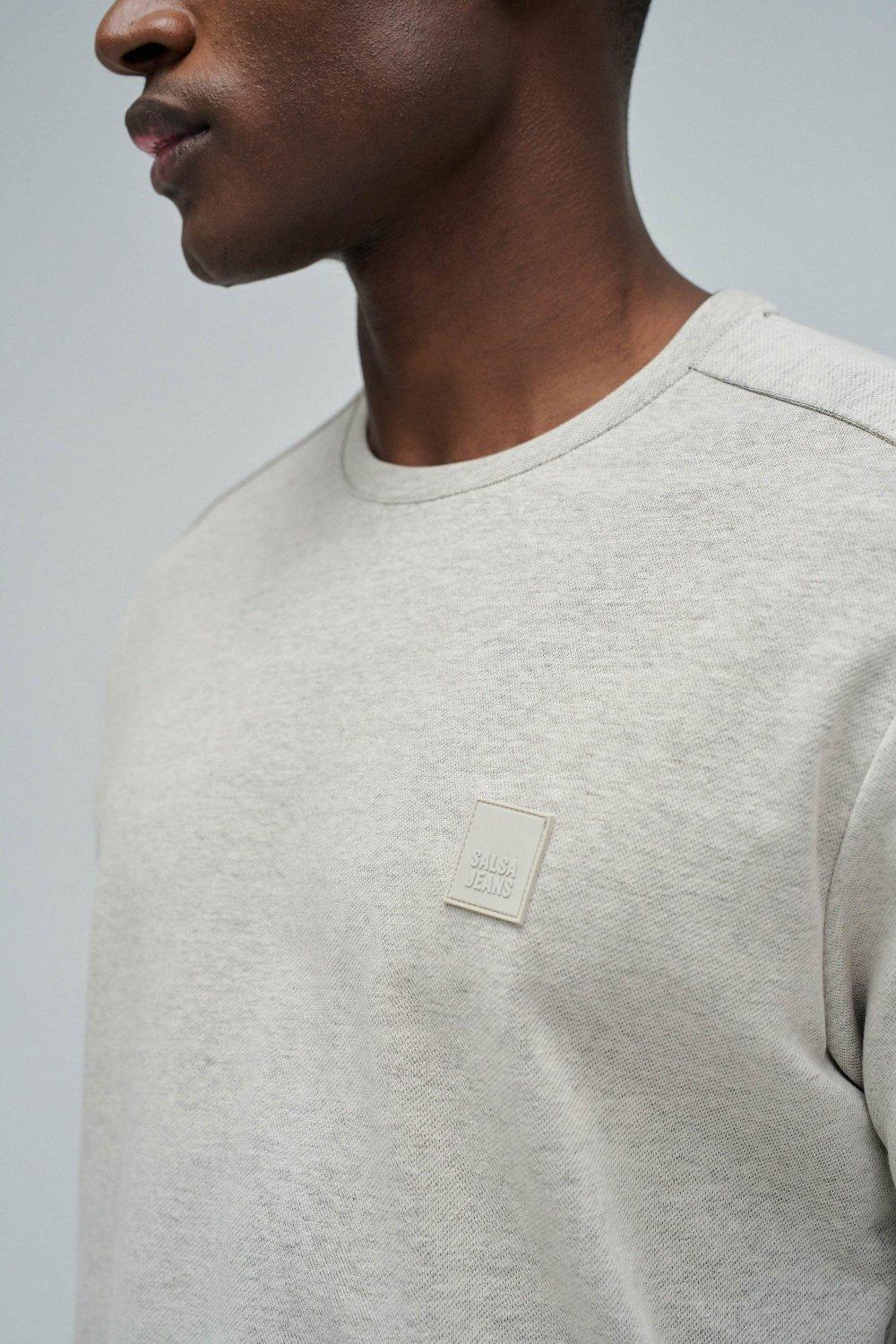 T-Shirt Regular Fit Melange Pique Structure, Beige, large image number 4