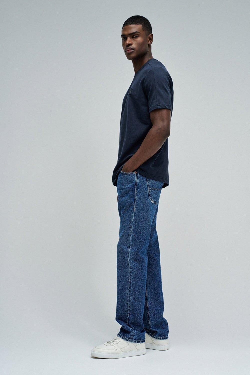 T-Shirt Regular Fit Melange Pique Structure, Navy, medium