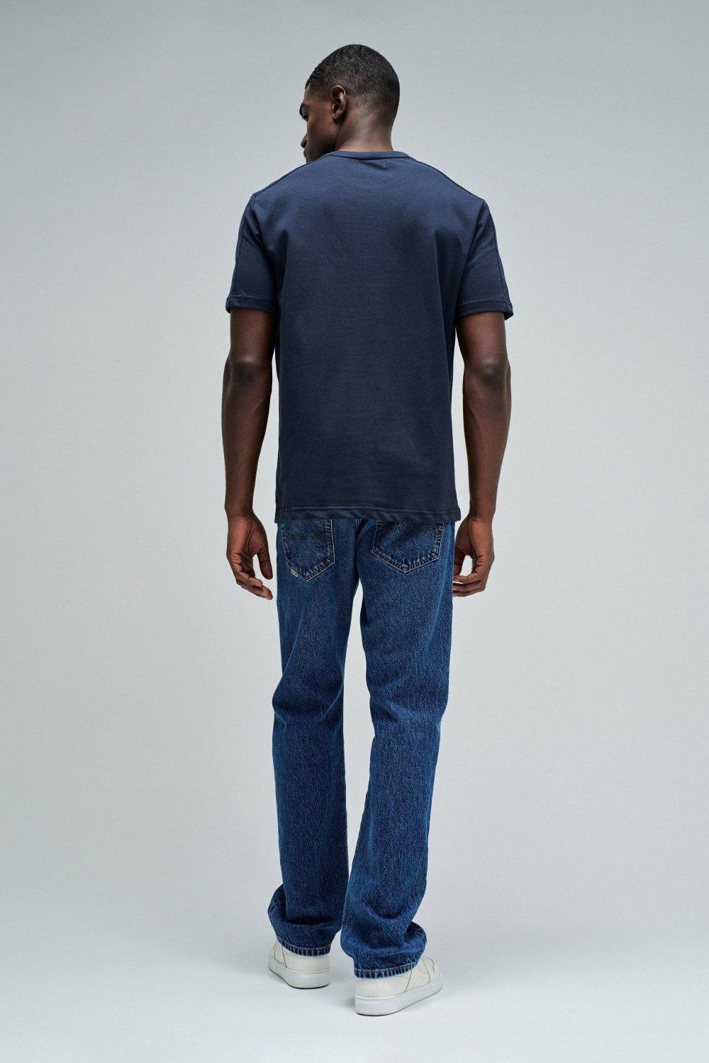 T-Shirt Regular Fit Melange Pique Structure, Navy, large image number 3