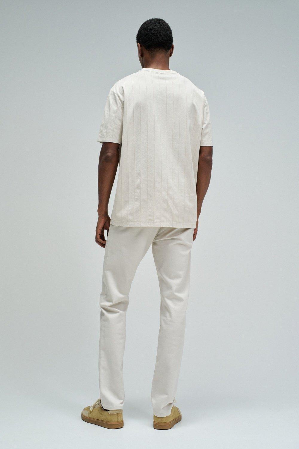 T-Shirt Regular Fit Textured Striped, Cream, large image number 3