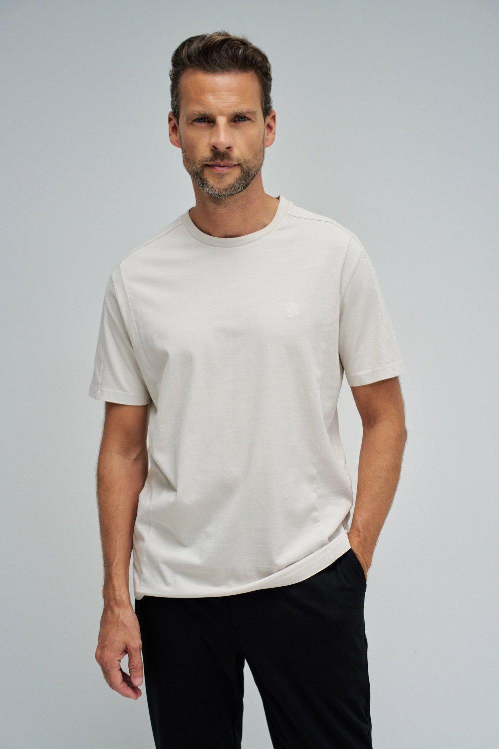 T-Shirt With Branding, Cream, medium