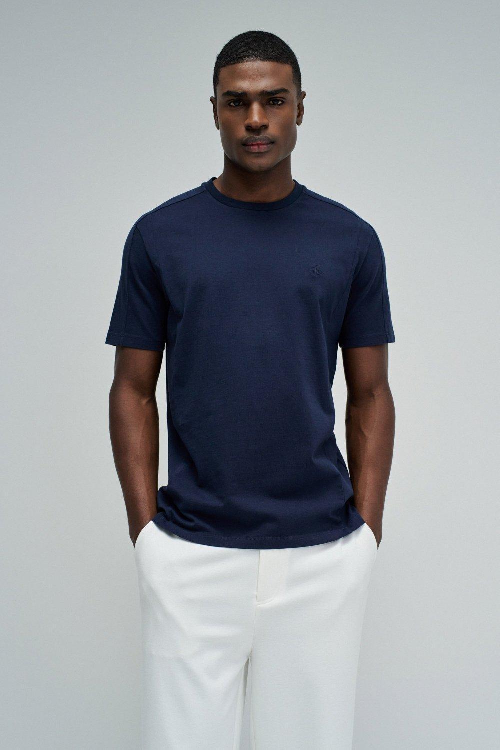 T-Shirt With Branding, Navy, medium