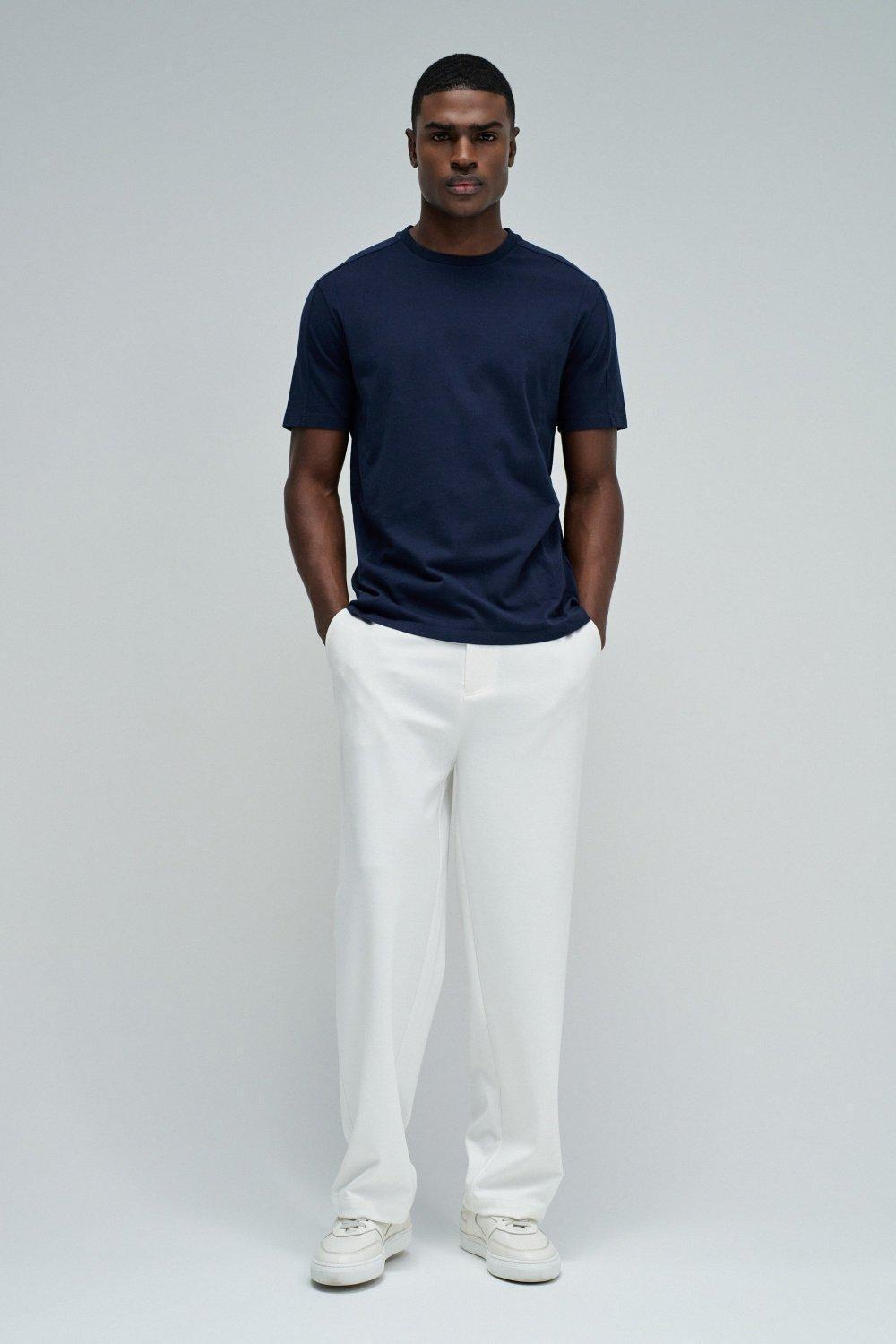 T-Shirt With Branding, Navy, medium