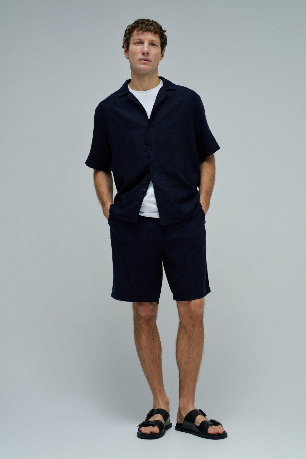 Shirt With Linen, Navy, medium