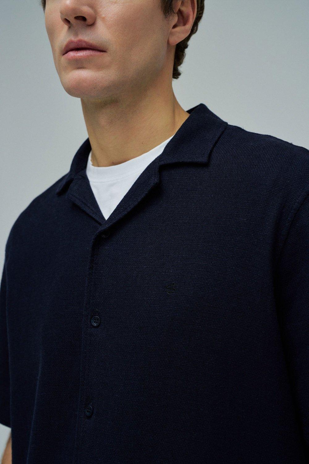 Shirt With Linen, Navy, large image number 4
