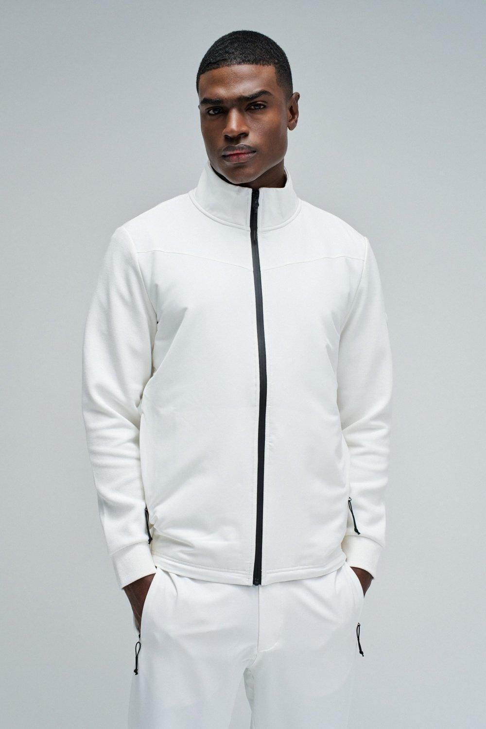 Jacket With Mix Materials, Pearl, medium