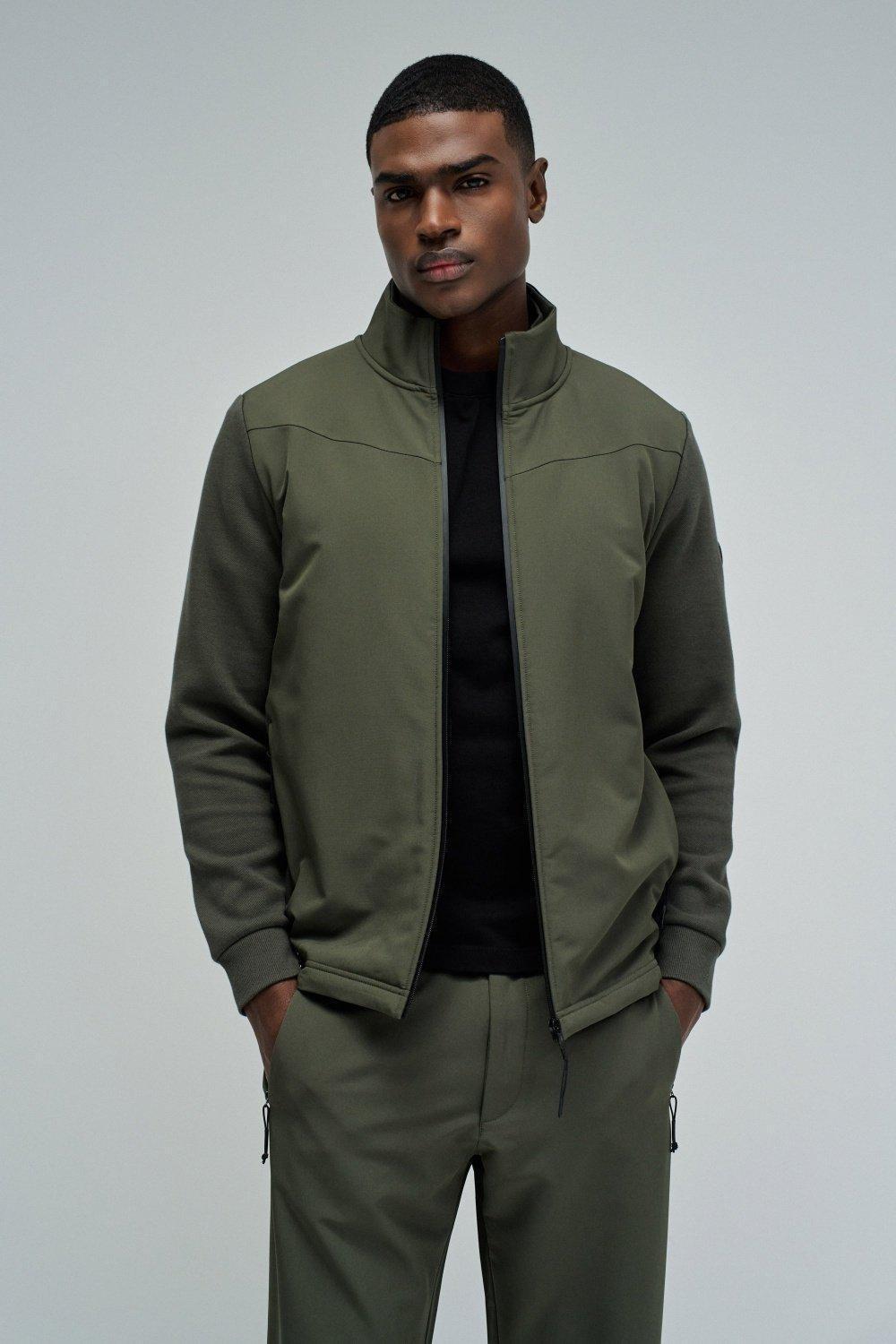 Jacket With Mix Materials, Green, medium