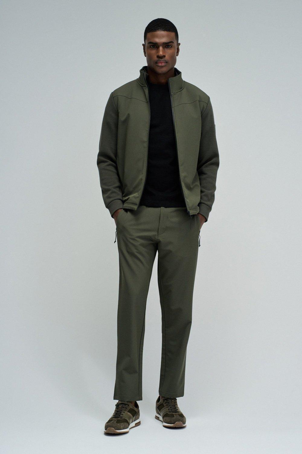 Jacket With Mix Materials, Green, medium