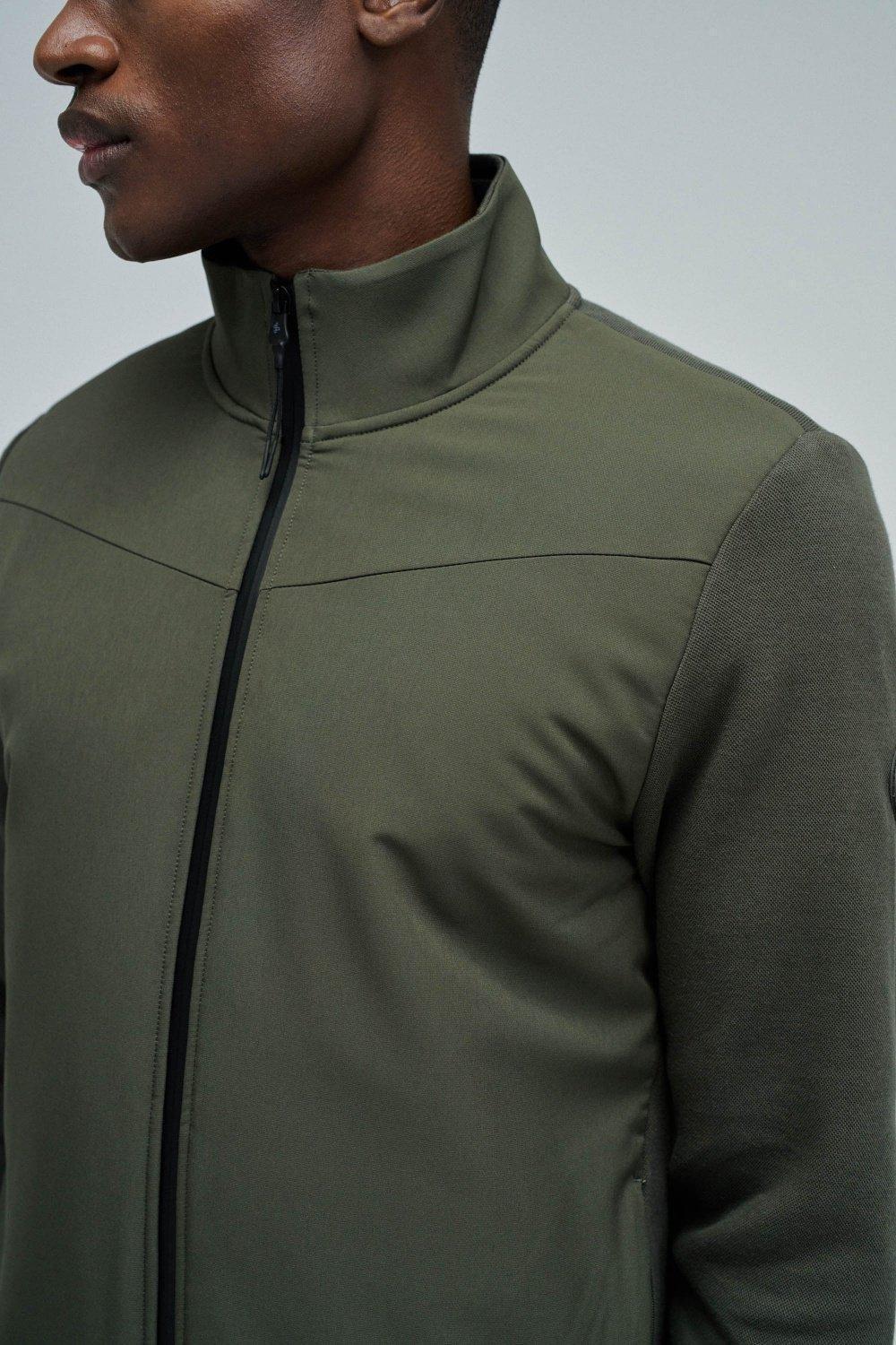 Jacket With Mix Materials, Green, large image number 4