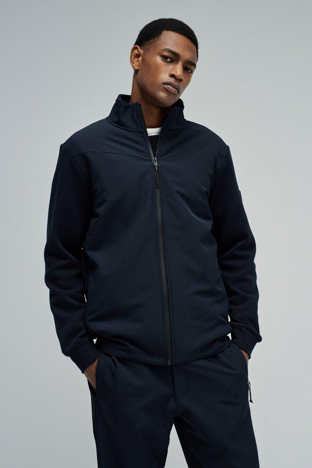 Jacket With Mix Materials, Navy, medium