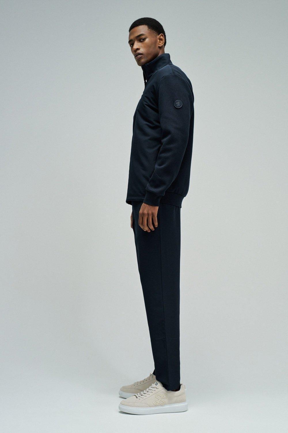 Jacket With Mix Materials, Navy, medium