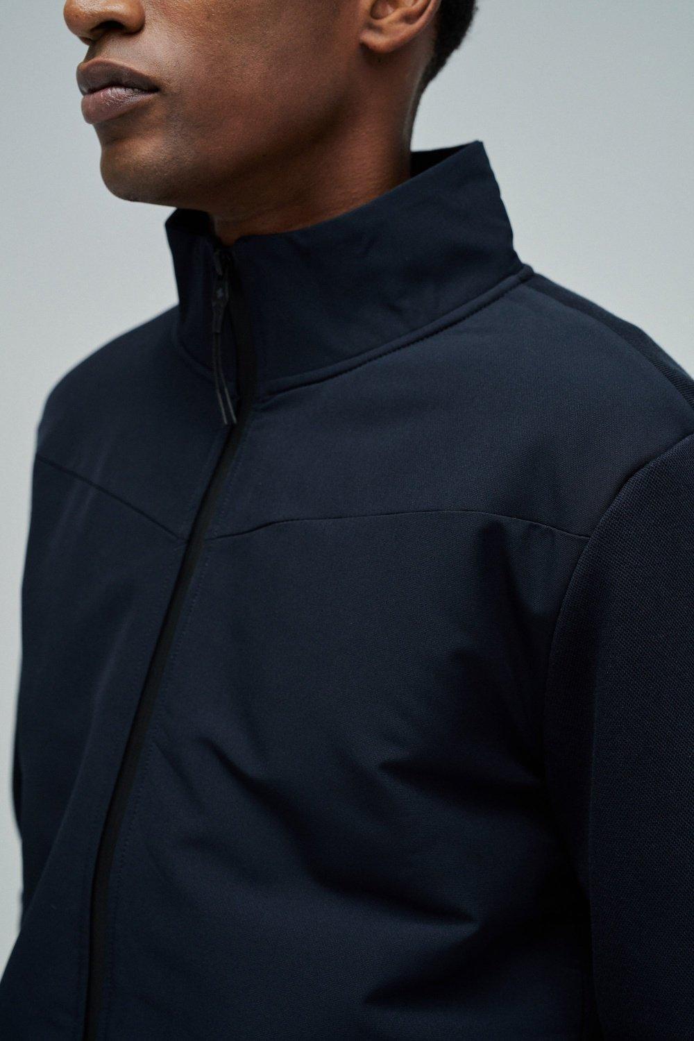 Jacket With Mix Materials, Navy, large image number 4