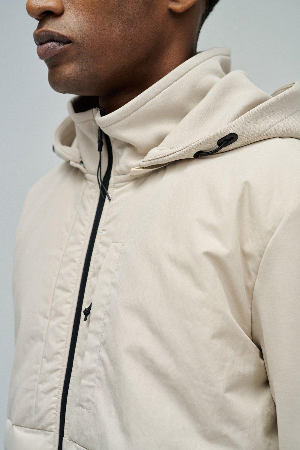 Hoodie Sport Jacket Mix Fabrics Set, Cream, large image number 4