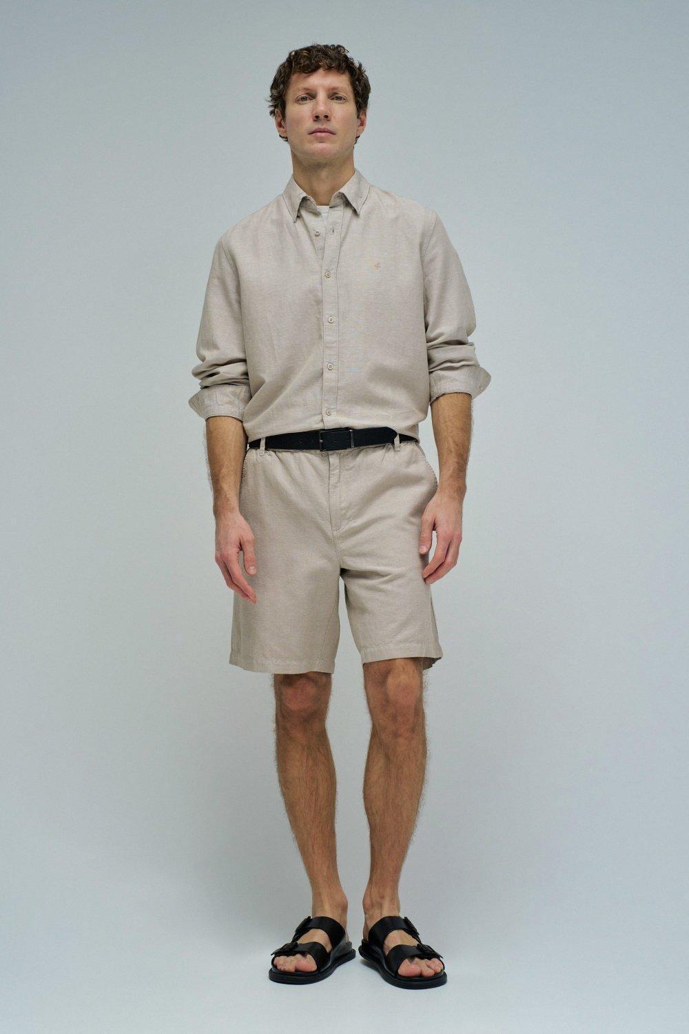 شورت كتان, Beige, medium