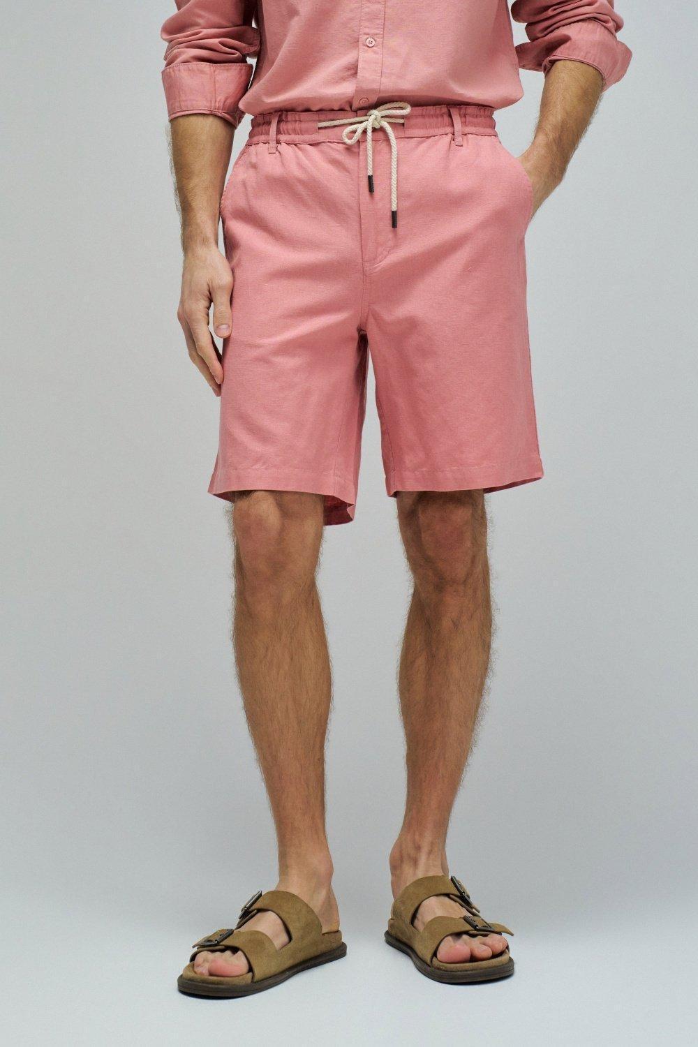Linen Shorts, Dark Pink, medium