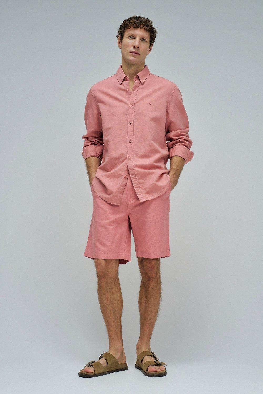 Linen Shorts, Dark Pink, medium