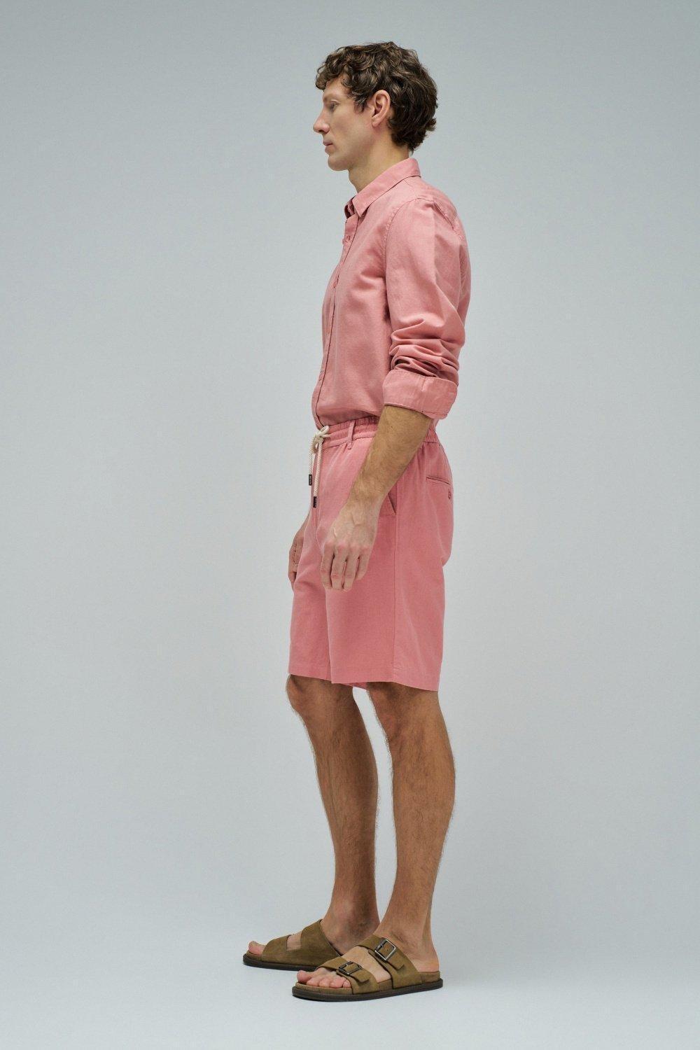 Linen Shorts, Dark Pink, medium