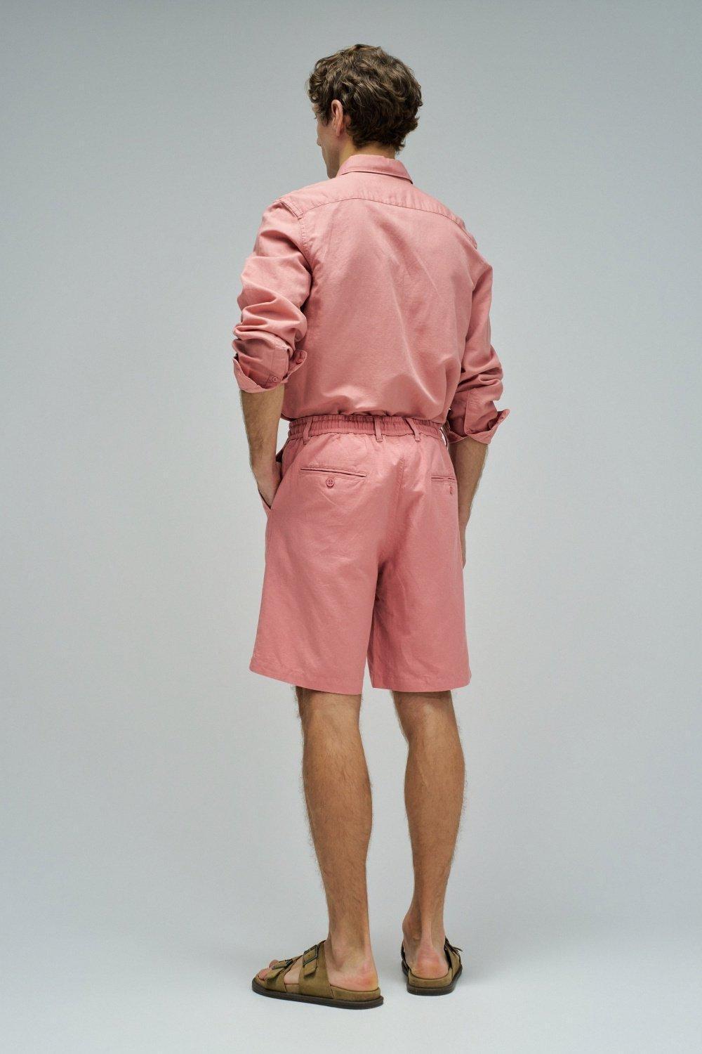 Linen Shorts, Dark Pink, large image number 3