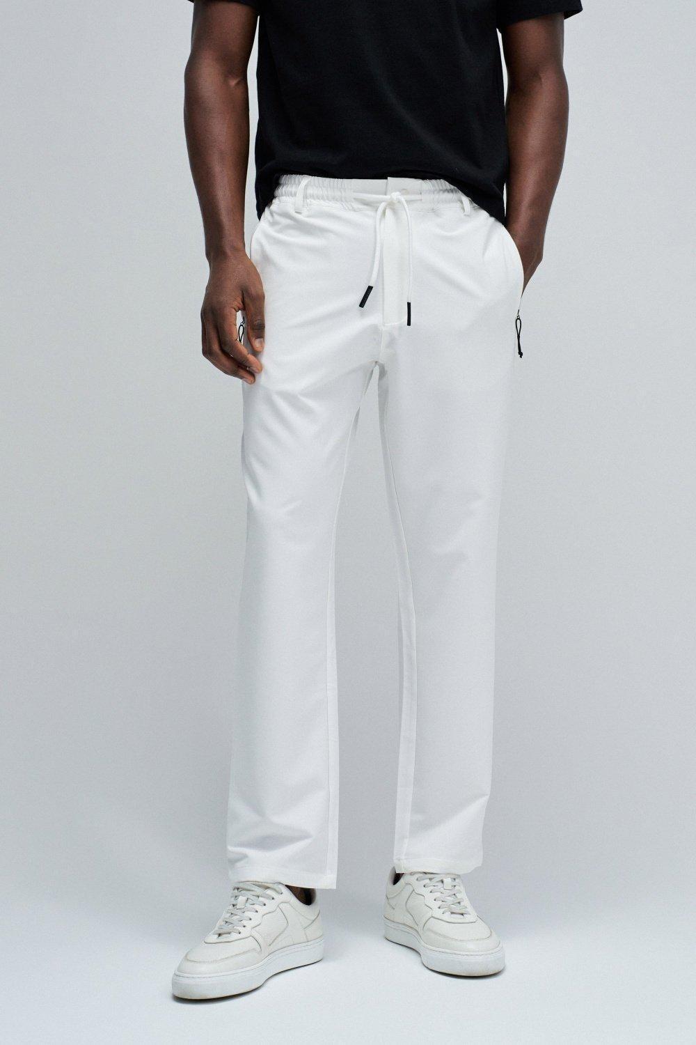 Joggers Trousers In Fabric, Pearl, large image number 0