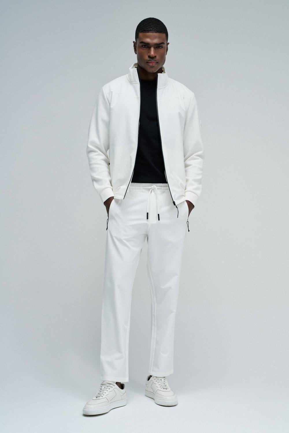 Joggers Trousers In Fabric, Pearl, large image number 1