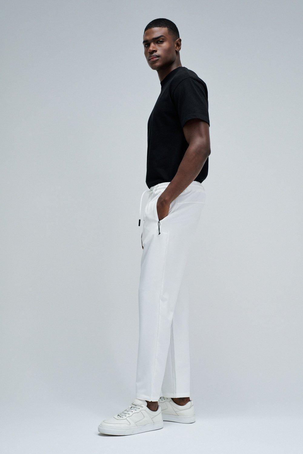 Joggers Trousers In Fabric, Pearl, large image number 2
