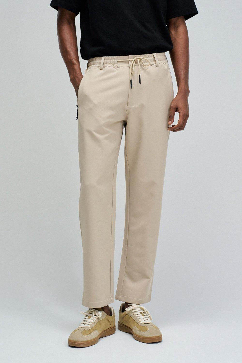 Joggers Trousers In Fabric, Cream, large image number 0